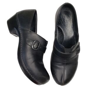 Dansko | Black Leather Slip On Round Toe Comfort Cushioned Clogs Women's 10.5/11